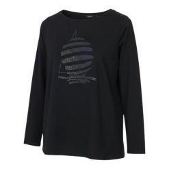 Czarna koszulka damska Marina Yachting z okrągłym dekoltem i kryształkami. Czarne t-shirty damskie 55PROTEC, l, bez wzorów, z bawełny, bez kołnierzyka. Za 230.99 zł.