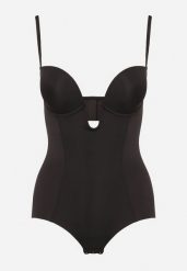 Czarne Body Modelujące z Usztywnionymi Miseczkami na Regulowanych Ramiączkach Noradia. Czarne body damskie Born2be, bez wzorów. Za 69.99 zł.