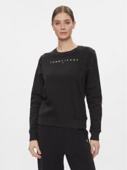 Tommy Jeans Bluza Linear DW0DW17323 Czarny Regular Fit. Czarne bluzy bez kaptura damskie Tommy Jeans, s, z bawełny. Za 269.99 zł.