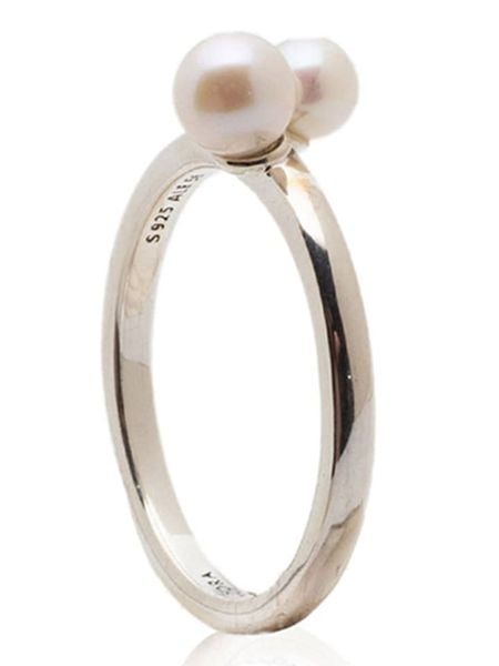 Pandora Srebrny pierścionek z perłą i cyrkoniami rozmiar: 54. Białe pierścionki damskie Pandora, z cyrkonią, srebrne. Za 347.99 zł.