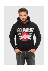 DSQUARED2 Czarna bluza męska z kapturem. Czarne bluzy z kapturem męskie Dsquared2, m, z bawełny. W wyprzedaży za 699.99 zł.