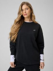 4F Bluza dresowa regular z modalem damska - czarna M. Czarne bluzy bez kaptura damskie 4f, m, z dresówki. Za 189.99 zł.