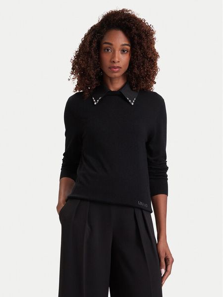 Liu Jo Sweter WF6452 MA16R Czarny Regular Fit. Czarne swetry klasyczne damskie Liu Jo, m, z wiskozy, bez kołnierzyka. Za 649.99 zł.