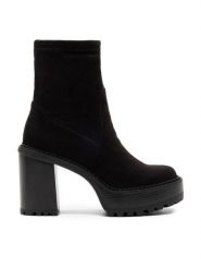 Nine West Botki SHAYLA 13151VM Czarny. Czarne botki damskie Nine West, z materiału, bez obcasa, na słupku, bez zapięcia. Za 239.99 zł.