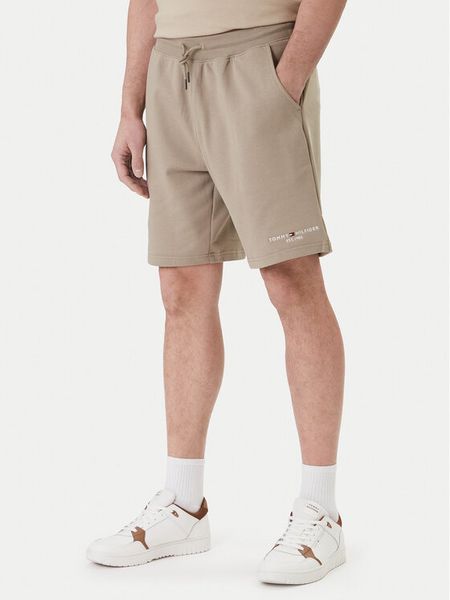 Tommy Hilfiger Szorty sportowe Logo MW0MW43068 Beżowy Regular Fit. Brązowe szorty męskie Tommy Hilfiger, m, z bawełny. Za 369.99 zł.