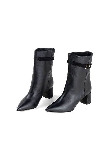 Anna Morellini Skórzane botki "Fabrida" w kolorze czarnym rozmiar: 38. Czarne botki damskie Anna Morellini, eleganckie, bez obcasa, bez zapięcia. Za 723.07 zł.