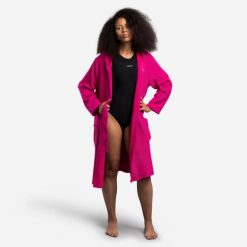 Second Life - Szlafrok na basen damski Decathlon Compact z... - Stan Doskonały. Czerwone szlafroki damskie Decathlon, m, bez wzorów, z bawełny. Za 101.99 zł.