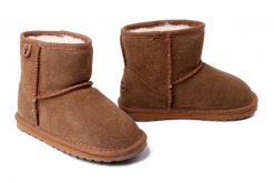 EMU AUSTRALIA Wallaby Mini K10103 chestnut, śniegowce dziecięce, rozmiary 19-31. Brązowe botki dziewczęce Emu Australia, bez wzorów, ze skóry, bez ramiączek. Za 349.90 zł.