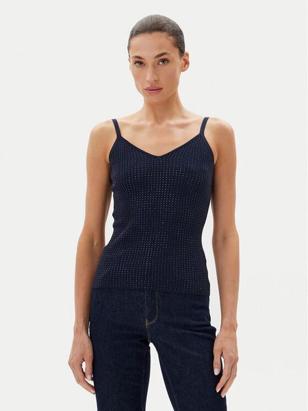 Fracomina Top FR25ST4006K410J9 Granatowy Slim Fit. Niebieskie topy damskie Fracomina, s, bez wzorów, z wiskozy, bez kołnierzyka. Za 169.99 zł.