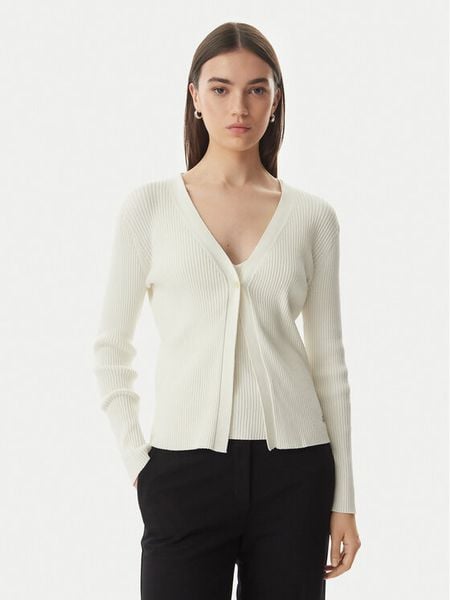 Calvin Klein Kardigan LV044G303G Kremowy Regular Fit. Białe kardigany damskie CALVIN KLEIN, xs, bez wzorów, z bawełny. Za 529.99 zł.