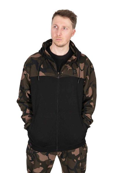 Bluza z kapturem i zamkiem błyskawicznym Fox LW Split. Czarne bluzy sportowe męskie FOX, bez wzorów, z bawełny, sportowe, bez kołnierzyka, bez ramiączek. Za 262.50 zł.