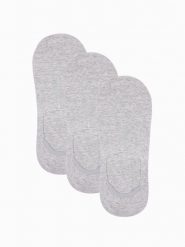 Skarpety męskie stopki 3-pak - szare V3 OM-SOSS-0103 - one size. Szare skarpetki męskie Ombre Clothing, bez wzorów, z bawełny. W wyprzedaży za 14.99 zł.