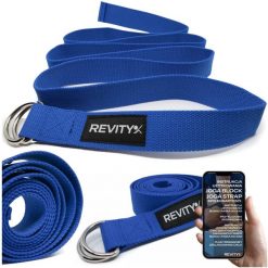 Pasek do jogi i pilatesu Revity 200 x 3.8 cm. Niebieskie paski damskie REVITY, bez wzorów, z bawełny, sportowe. Za 39.99 zł.