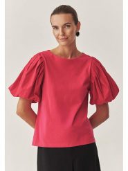 TATUUM Bluzka "Menoria" w kolorze różowym rozmiar: S. Różowe bluzki damskie Tatuum, s, bez wzorów, z bawełny, bez kołnierzyka, bez ramiączek. Za 131.74 zł.