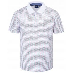 Koszulka Polo - Męska - Pako Jeans - Biała w Drobny Wzór. Białe koszulki polo męskie Pako Jeans, l, bez wzorów, z bawełny, bez ramiączek. Za 119.00 zł.
