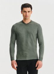 PAKO LORENTE – Zielony sweter męski v-neck. Zielone swetry męskie Pako Lorente, na jesień, m, bez wzorów, z nylonu, bez kołnierzyka. Za 119.99 zł.