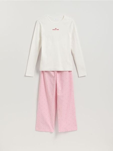 Dwuczęściowa piżama z bawełny - różowy. Czerwone piżamy damskie Reserved, l, bez wzorów, z bawełny, bez ramiączek. Za 129.99 zł.