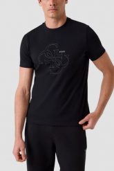 GUESS Czarny bawełniany t-shirt męski na krótki rękaw z wyszywanym logo 4G Tiberio, Rozmiar M. Czarne t-shirty męskie Guess, m, z aplikacjami, z bawełny, bez kołnierzyka. W wyprzedaży za 179.99 zł.