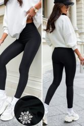 Czarne Ocieplane Legginsy z Wysokim Stanem. Czarne legginsy damskie Ivon, xl, bez wzorów, z materiału. Za 89.90 zł.