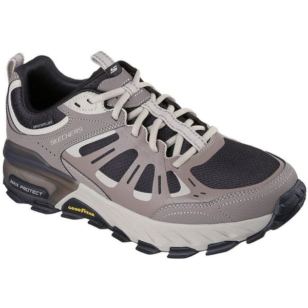 Buty sportowe męskie Skechers Max Protect - Sherwood Ridge. Szare buty trekkingowe męskie Skechers, z materiału, bez zapięcia, trekkingowe. Za 490.00 zł.