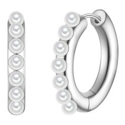Yokoamii Kolczyki kola z metalowego stopu w srebrze z Perla (synth.) 1 ct Damski. Białe kolczyki damskie Yokoamii, z perłą, metalowe. Za 99.99 zł.