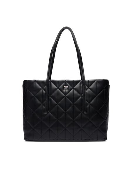 Calvin Klein Torebka Quilted Small Tote LV04F3325G Czarny. Czarne torebki klasyczne damskie CALVIN KLEIN, bez wzorów, ze skóry, bez dodatków. Za 649.99 zł.