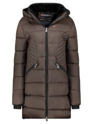 Geographical Norway Płaszcz zimowy "Bee" w kolorze ciemnobrązowym rozmiar: M. Brązowe płaszcze damskie Geographical Norway, na zimę, m, bez wzorów, z puchu. Za 344.54 zł.
