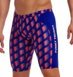 Spodenki do pływania Jammery Funky Trunks Flash. Niebieskie kąpielówki męskie FUNKY TRUNKS, m, bez wzorów, z elastanu, do pływania. Za 219.00 zł.