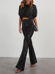 LA Angels Spodnie w kolorze czarnym rozmiar: L. Czarne spodnie materiałowe damskie LA Angels, bez wzorów, z materiału, z podwyższonym stanem. Za 161.73 zł.