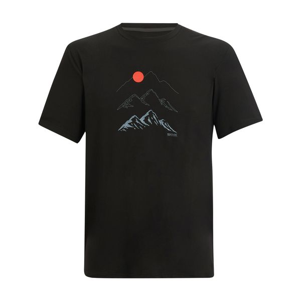 T-shirt Męski Z Motywem Zachodu Słońca Rozciągliwa Fingal. Czarne t-shirty męskie Regatta, m, bez wzorów, z elastanu, bez kołnierzyka. Za 75.99 zł.
