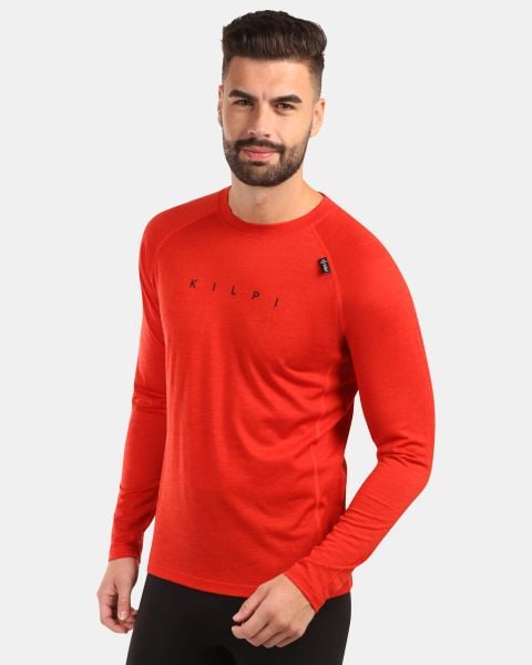 Męska koszulka termiczna z długim rękawem z wełny merino Kilpi MAVORA TOP-M. Czerwone t-shirty sportowe męskie Kilpi, l, z materiału, bez ramiączek, do biegania. Za 344.59 zł.