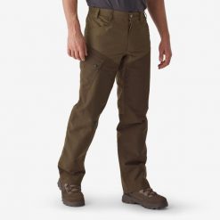 Spodnie Solognac 520 wodoodporne. Brązowe spodnie materiałowe męskie SOLOGNAC, bez wzorów, z tkaniny, sportowe. Za 349.99 zł.