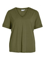 Vila Koszulka w kolorze khaki rozmiar: XS. Brązowe bluzki damskie Vila, xs, bez wzorów, bez kołnierzyka, bez ramiączek. Za 56.93 zł.