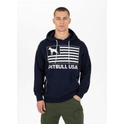 Bluza męska Pitbull z kapturem Terry Pitbull USA. Niebieskie bluzy sportowe męskie PITBULL, bez wzorów, sportowe, bez kołnierzyka, bez ramiączek. Za 119.99 zł.