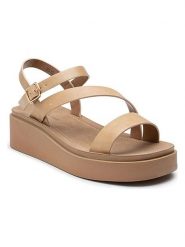 Foreverfolie Sandały w kolorze beżowym na obcasie rozmiar: 41. Brązowe sandały damskie Foreverfolie, bez wzorów, z materiału, bez obcasa, na koturnie. Za 129.95 zł.