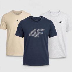 KOMPLET KOSZULEK ZESTAW MĘSKI 4F 3PAK T-SHIRT. T-shirty męskie 4f, m, bez wzorów, z bawełny, bez kołnierzyka. Za 116.00 zł.