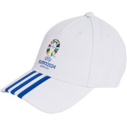 Czapka z daszkiem adidas UEFA EURO24™ Official Emblem. Białe czapki męskie Adidas, na lato, bez wzorów, z materiału. Za 65.00 zł.