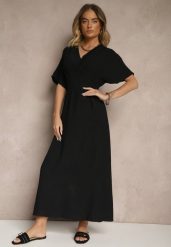 Czarna Sukienka o Rozkloszowanym Kroju z Gumką w Talii Iffine. Czarne sukienki damskie Renee, na co dzień, l, bez wzorów, eleganckie, bez kołnierzyka, bez ramiączek, maxi, rozkloszowane. W wyprzedaży za 63.99 zł.