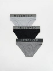 Bawełniane slipy 3 pack - ciemnoszary. Szare slipki męskie Reserved, bez wzorów, z bawełny. Za 69.99 zł.