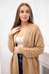 Sweter z bąbelkami na rękawie camelowy. Swetry klasyczne damskie KESI, l, z wełny, bez kołnierzyka, plus size. Za 198.65 zł.
