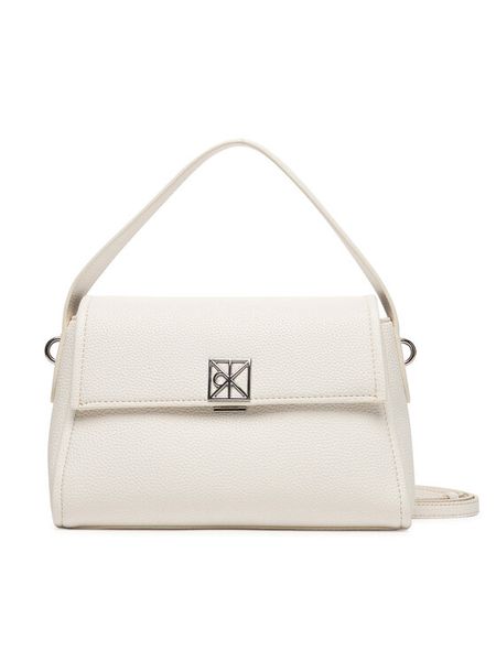 Calvin Klein Torebka Emblem Hw Pebble Shoulder Bag 25 LV04F3425G Biały. Białe torebki klasyczne damskie CALVIN KLEIN, bez wzorów, ze skóry, bez dodatków. Za 569.99 zł.