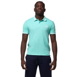 Leone Basic męska koszulka polo z kołnierzykiem. Niebieskie koszulki polo męskie LEONE 1947 APPAREL, m, bez wzorów, z bawełny, bez ramiączek. Za 105.21 zł.