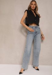 Jasnoniebieskie Szerokie Jeansy High Waist z Wiskozą Uliriel. Niebieskie jeansy damskie Renee, z podwyższonym stanem. Za 119.99 zł.