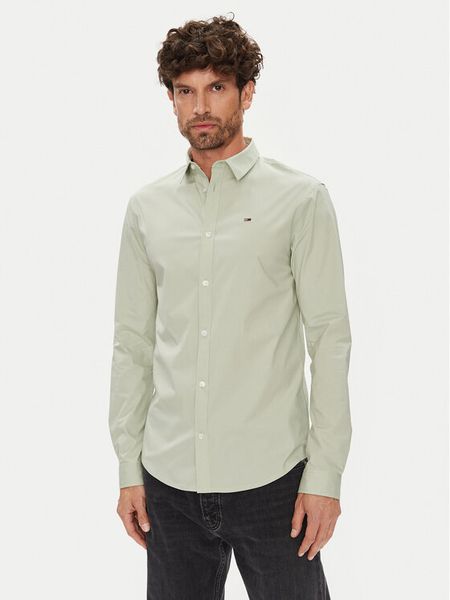 Tommy Jeans Koszula Original DM0DM04405 Zielony Slim Fit. Zielone koszule męskie Tommy Jeans, m, bez wzorów, z bawełny, bez kołnierzyka, bez ramiączek. Za 289.99 zł.
