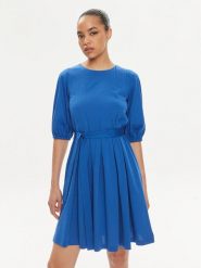 Weekend Max Mara Sukienka koktajlowa Jumbo 2415621072650 Niebieski Regular Fit. Niebieskie sukienki damskie Weekend Max Mara, xs, bez wzorów, z bawełny, wizytowe, bez kołnierzyka, bez ramiączek. Za 499.99 zł.