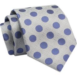 Krawat - ALTIES - Stalowy w Niebieskie Grochy. Niebieskie krawaty i muchy męskie Alties, bez wzorów, z tkaniny, eleganckie. Za 49.00 zł.