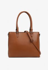 Brązowa Duża Torebka Shopper z Regulowanym Paskiem Amianne. Brązowe shopper bag damskie Renee, bez wzorów, z materiału, duże, bez dodatków. Za 89.99 zł.