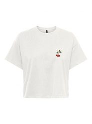 ONLY Koszulka "Annabel" w kolorze biało-jasnoróżowym rozmiar: XL. Białe bluzki damskie Only, xl, bez wzorów, z bawełny, bez kołnierzyka, bez ramiączek. Za 74.63 zł.