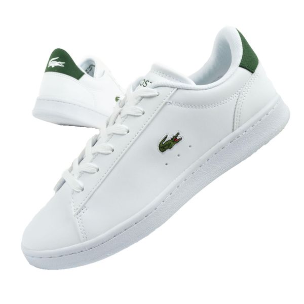 Buty damskie sportowe Lacoste Carnaby trampki. Białe trampki i tenisówki damskie Lacoste, bez wzorów, ze skóry. Za 299.00 zł.
