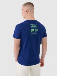4F T-shirt regular z nadrukiem męski - granatowy XXL. Niebieskie t-shirty męskie 4f, m, bez wzorów, z bawełny, bez kołnierzyka. W wyprzedaży za 59.99 zł.